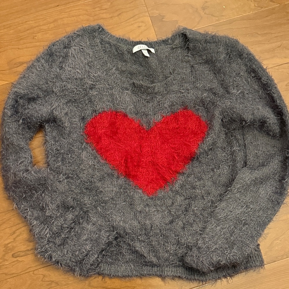 dELiA*s Gray Sweater with Red Heart